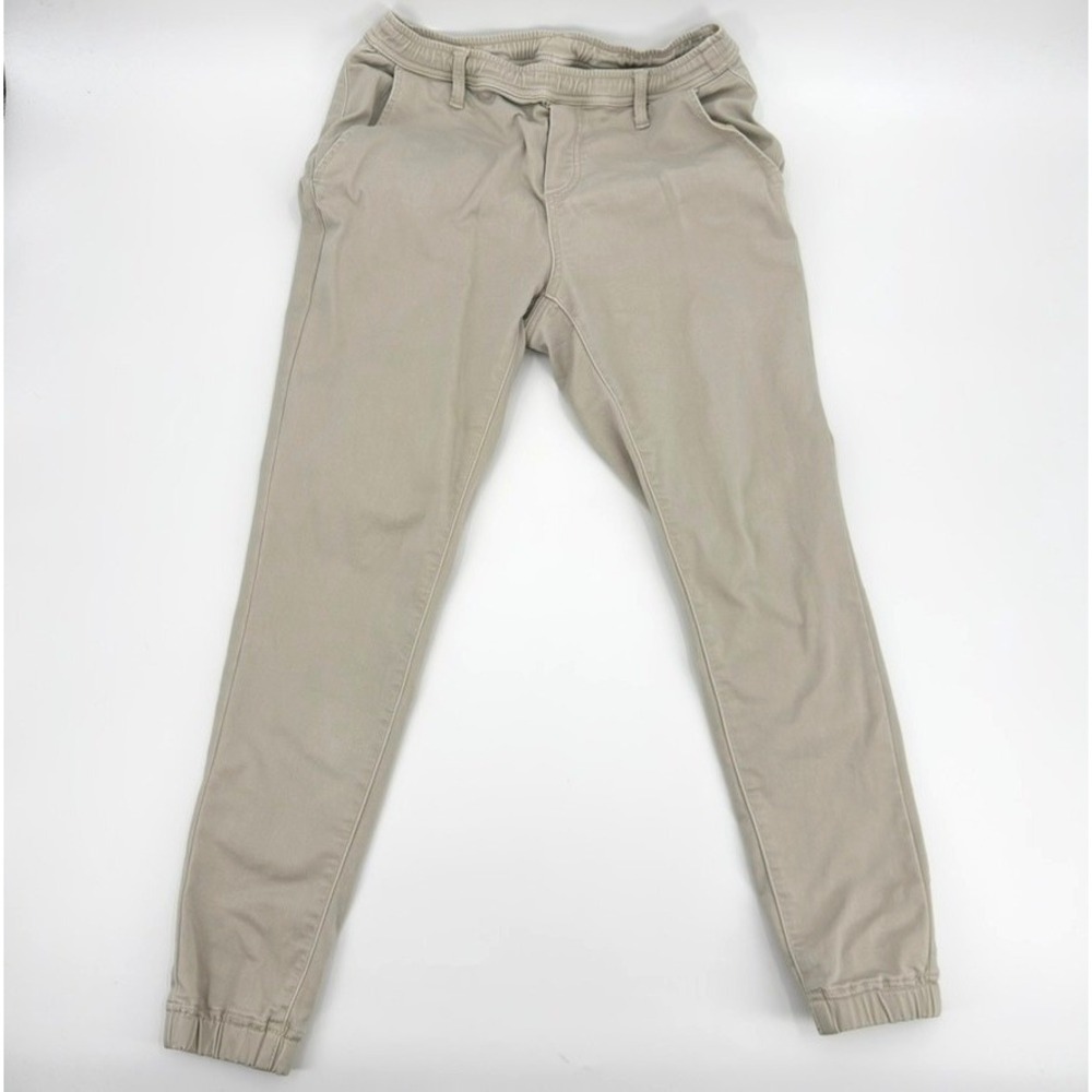 SWET Mens Khaki Cotton Blend Stretch Elastic Waist Jogger Pants Tan Size M